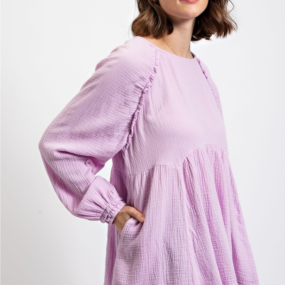 Easel Brighten My Day Babydoll Top || Lilac